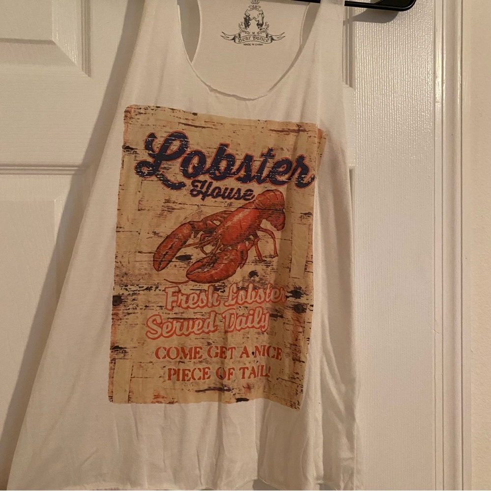 Bear Dance White Lobster Graphic Tank Top